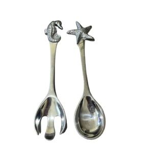 Silver Seahorse and Starfish Serving Utensils